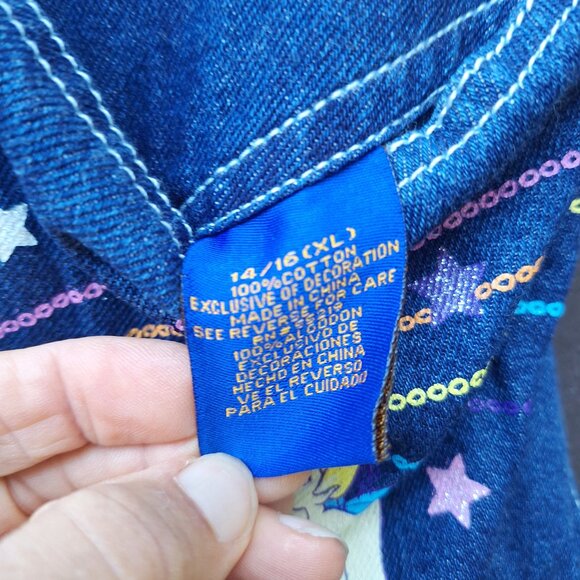 Girls Disney Classics Overalls XL 14-16 Tinkerbell Cotton Denim - Picture 8 of 8